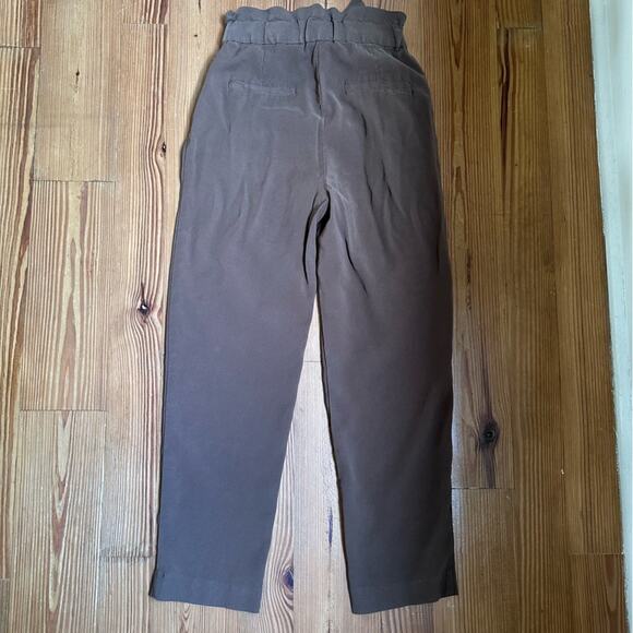 H&M brown high waist tie belt trouser pant SIZE 2 - Picture 2 of 6